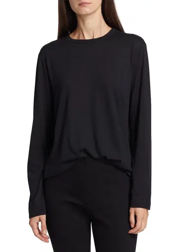 Majestic Filatures Women's Long-Sleeve Semi Relaxed Crewneck Top - Noir | Thumbnail 3 Majestic Filatures Women's Long-Sleeve Semi Relaxed Crewneck Top - Noir | Thumbnail 3