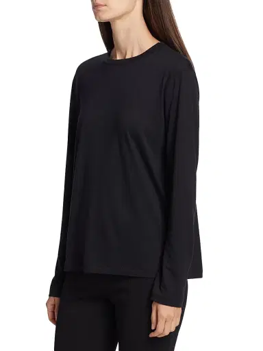 Majestic Filatures Women's Long-Sleeve Semi Relaxed Crewneck Top - Noir | Thumbnail 4 Majestic Filatures Women's Long-Sleeve Semi Relaxed Crewneck Top - Noir | Thumbnail 4
