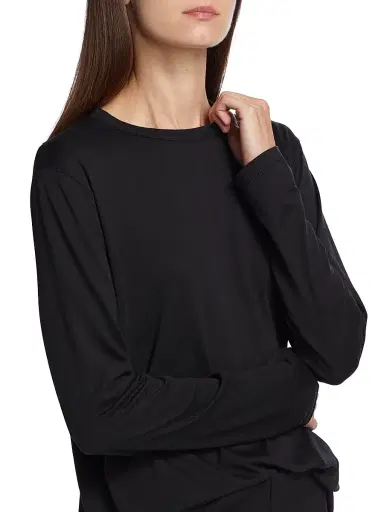 Majestic Filatures Women's Long-Sleeve Semi Relaxed Crewneck Top - Noir | Thumbnail 6 Majestic Filatures Women's Long-Sleeve Semi Relaxed Crewneck Top - Noir | Thumbnail 6