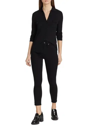 Majestic Filatures Women's Soft Touch Long-Sleeve Pocket Shirt - Noir | Thumbnail 2 Majestic Filatures Women's Soft Touch Long-Sleeve Pocket Shirt - Noir | Thumbnail 2