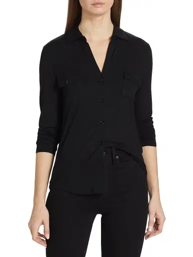 Majestic Filatures Women's Soft Touch Long-Sleeve Pocket Shirt - Noir | Thumbnail 3 Majestic Filatures Women's Soft Touch Long-Sleeve Pocket Shirt - Noir | Thumbnail 3