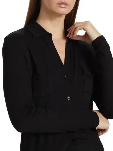 Majestic Filatures Women's Soft Touch Long-Sleeve Pocket Shirt - Noir | Thumbnail 6 Majestic Filatures Women's Soft Touch Long-Sleeve Pocket Shirt - Noir | Thumbnail 6