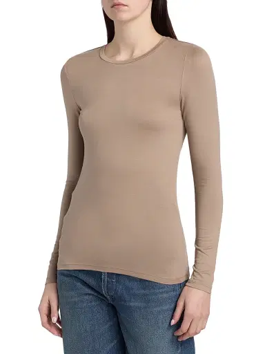 Majestic Filatures Women's Soft Touch Crewneck Long-Sleeve Top - Coffee Latte | Thumbnail 4 Majestic Filatures Women's Soft Touch Crewneck Long-Sleeve Top - Coffee Latte | Thumbnail 4