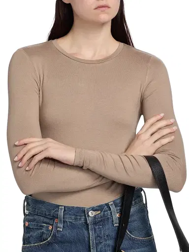 Majestic Filatures Women's Soft Touch Crewneck Long-Sleeve Top - Coffee Latte | Thumbnail 6 Majestic Filatures Women's Soft Touch Crewneck Long-Sleeve Top - Coffee Latte | Thumbnail 6