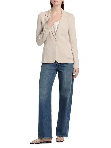 MAJESTIC FILATURES Women's French Terry Blazer - Ecru Chine - Size Large | Thumbnail 2 MAJESTIC FILATURES Women's French Terry Blazer - Ecru Chine - Size Large | Thumbnail 2