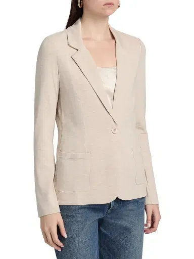 MAJESTIC FILATURES Women's French Terry Blazer - Ecru Chine - Size Large | Thumbnail 4 MAJESTIC FILATURES Women's French Terry Blazer - Ecru Chine - Size Large | Thumbnail 4