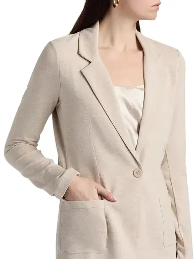 MAJESTIC FILATURES Women's French Terry Blazer - Ecru Chine - Size Large | Thumbnail 6 MAJESTIC FILATURES Women's French Terry Blazer - Ecru Chine - Size Large | Thumbnail 6