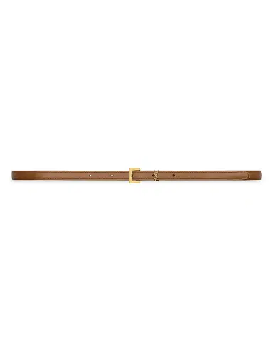 Saint Laurent Women's Cassandre Extra Thin Belt in Smooth Leather - Ginger Bread - Size 40 | Thumbnail 1 Saint Laurent Women's Cassandre Extra Thin Belt in Smooth Leather - Ginger Bread - Size 40 | Thumbnail 1