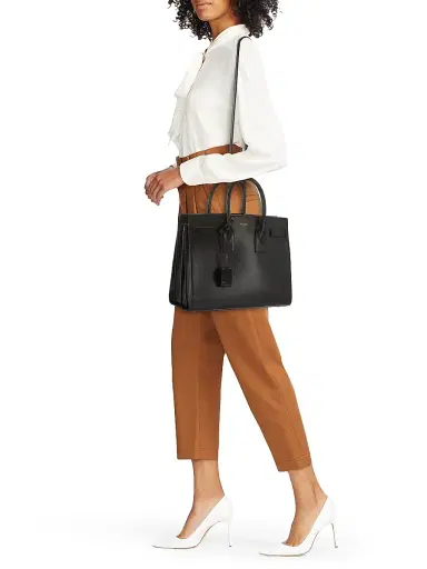 Saint Laurent Women's Carryall Sac De Jour Leather Satchel - Rouge Merlot | Thumbnail 8 Saint Laurent Women's Carryall Sac De Jour Leather Satchel - Rouge Merlot | Thumbnail 8
