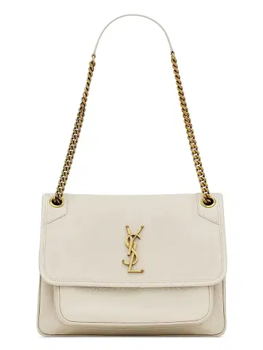 Saint Laurent Women's Niki Shoulder Bag in Grained Lambskin - Blanc Vintage | Thumbnail 1 Saint Laurent Women's Niki Shoulder Bag in Grained Lambskin - Blanc Vintage | Thumbnail 1