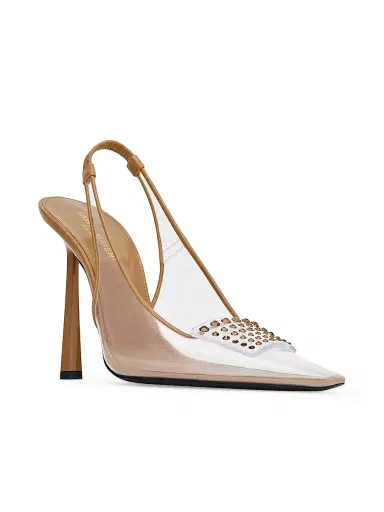 Saint Laurent Women's Jive Slingback Pumps in TPU and Rhinestones - Transparent And Macadamia | Thumbnail 2 Saint Laurent Women's Jive Slingback Pumps in TPU and Rhinestones - Transparent And Macadamia | Thumbnail 2