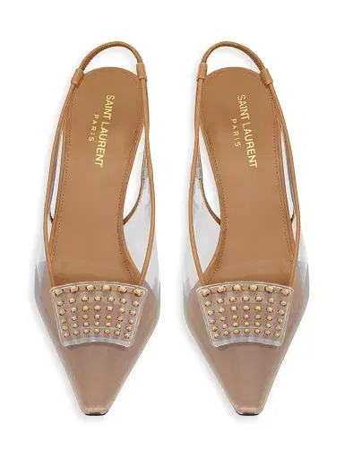Saint Laurent Women's Jive Slingback Pumps in TPU and Rhinestones - Transparent And Macadamia | Thumbnail 3 Saint Laurent Women's Jive Slingback Pumps in TPU and Rhinestones - Transparent And Macadamia | Thumbnail 3