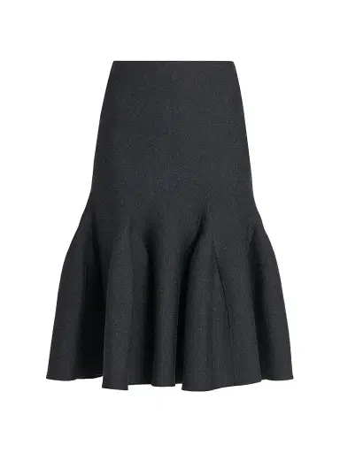 Alaïa Women's Sculptural Wool Midi-Skirt - Ebene | Thumbnail 1 Alaïa Women's Sculptural Wool Midi-Skirt - Ebene | Thumbnail 1
