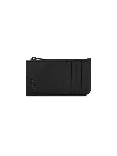 Saint Laurent Men's Tiny Cassandre Fragments Zip Card Case in Matte Leather | Thumbnail 1 Saint Laurent Men's Tiny Cassandre Fragments Zip Card Case in Matte Leather | Thumbnail 1