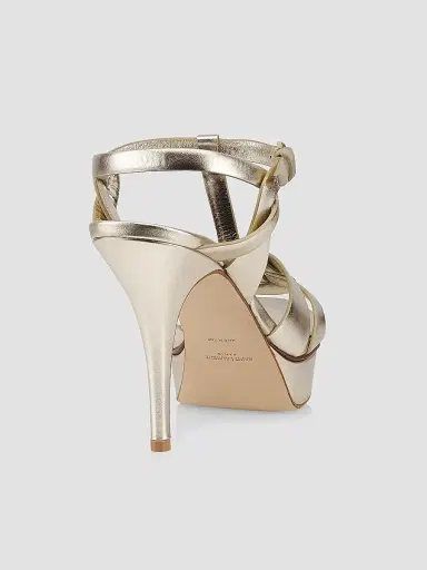 Saint Laurent Women's Tribute Metallic Leather Sandals - Platino - Size 12 | Thumbnail 3 Saint Laurent Women's Tribute Metallic Leather Sandals - Platino - Size 12 | Thumbnail 3