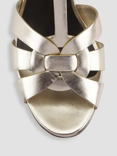 Saint Laurent Women's Tribute Metallic Leather Sandals - Platino - Size 12 | Thumbnail 4 Saint Laurent Women's Tribute Metallic Leather Sandals - Platino - Size 12 | Thumbnail 4