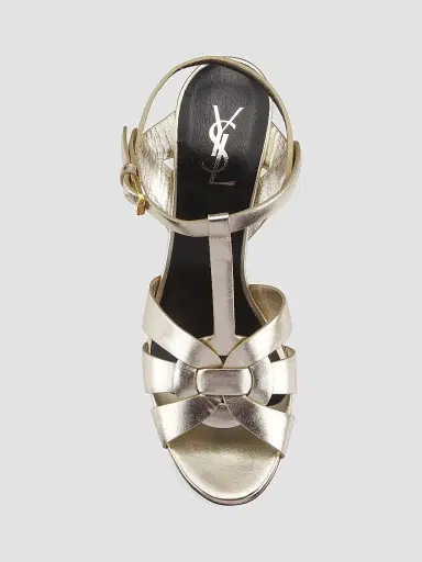 Saint Laurent Women's Tribute Metallic Leather Sandals - Platino - Size 12 | Thumbnail 5 Saint Laurent Women's Tribute Metallic Leather Sandals - Platino - Size 12 | Thumbnail 5