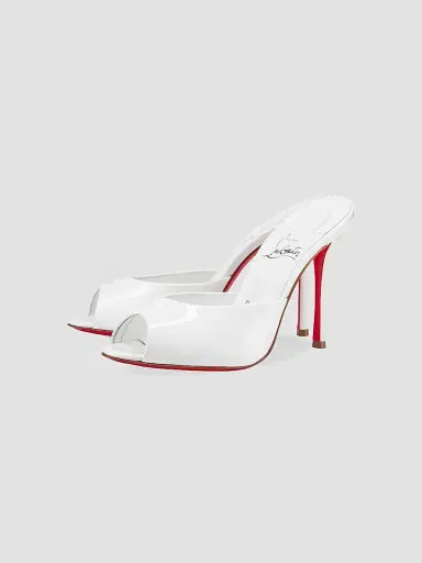 Christian Louboutin Women's Me Dolly 100MM Patent Leather Mules - White - Size 9.5 | Thumbnail 2 Christian Louboutin Women's Me Dolly 100MM Patent Leather Mules - White - Size 9.5 | Thumbnail 2