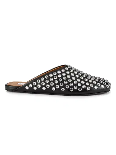 Alaïa Women's Crystal Stud Leather Flat Mules - Noir | Thumbnail 6 Alaïa Women's Crystal Stud Leather Flat Mules - Noir | Thumbnail 6