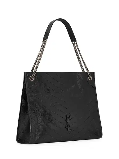 Saint Laurent Women's Niki Shopping in Crinkled Vintage Leather Bag - Black | Thumbnail 2 Saint Laurent Women's Niki Shopping in Crinkled Vintage Leather Bag - Black | Thumbnail 2