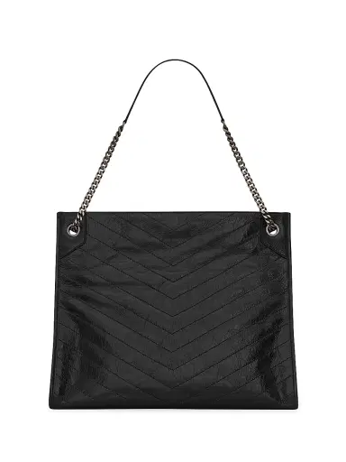 Saint Laurent Women's Niki Shopping in Crinkled Vintage Leather Bag - Black | Thumbnail 4 Saint Laurent Women's Niki Shopping in Crinkled Vintage Leather Bag - Black | Thumbnail 4