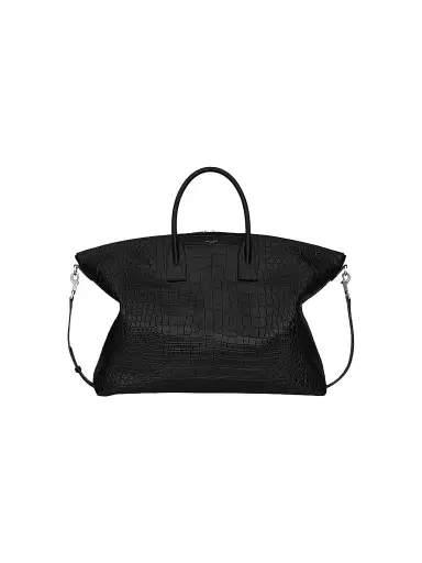 Saint Laurent Women's Giant Bowling Bag in Crocodile-Embossed Leather | Thumbnail 1 Saint Laurent Women's Giant Bowling Bag in Crocodile-Embossed Leather | Thumbnail 1