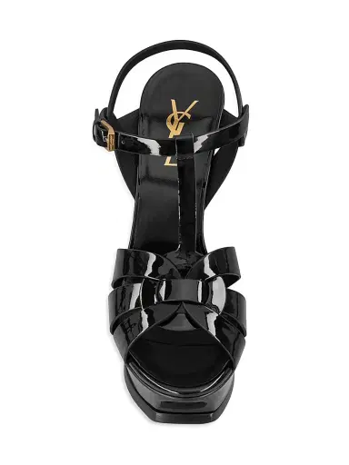 Saint Laurent Women's Tribute 105MM Patent Leather Platform Sandals - Black | Thumbnail 2 Saint Laurent Women's Tribute 105MM Patent Leather Platform Sandals - Black | Thumbnail 2
