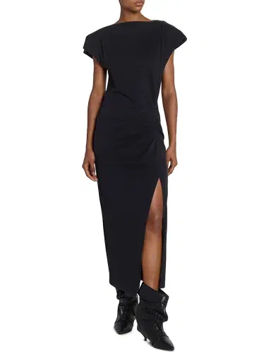 Isabel Marant Women's Nadela Ruched Cap-Sleeve Midi Dress | Thumbnail 2 Isabel Marant Women's Nadela Ruched Cap-Sleeve Midi Dress | Thumbnail 2