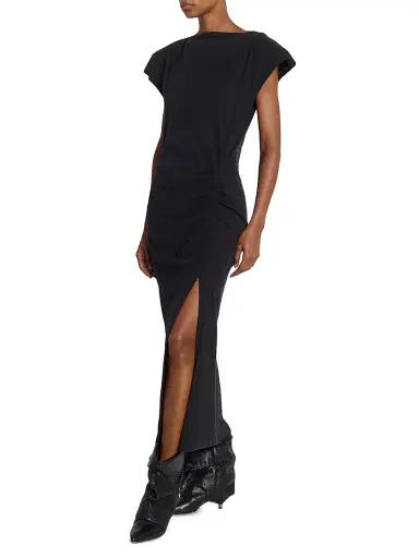 Isabel Marant Women's Nadela Ruched Cap-Sleeve Midi Dress | Thumbnail 3 Isabel Marant Women's Nadela Ruched Cap-Sleeve Midi Dress | Thumbnail 3