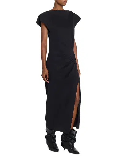 Isabel Marant Women's Nadela Ruched Cap-Sleeve Midi Dress | Thumbnail 4 Isabel Marant Women's Nadela Ruched Cap-Sleeve Midi Dress | Thumbnail 4