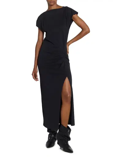 Isabel Marant Women's Nadela Ruched Cap-Sleeve Midi Dress | Thumbnail 6 Isabel Marant Women's Nadela Ruched Cap-Sleeve Midi Dress | Thumbnail 6