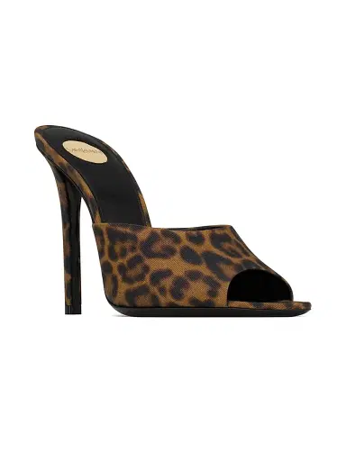 Saint Laurent Women's Goldie Mules in Leopard Grosgrain - Manto Naturale | Thumbnail 2 Saint Laurent Women's Goldie Mules in Leopard Grosgrain - Manto Naturale | Thumbnail 2