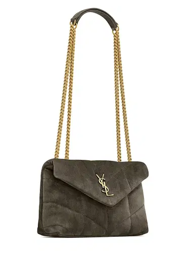 Saint Laurent Women's Puffer Toy Bag in Quilted Suede - Light Musk | Thumbnail 2 Saint Laurent Women's Puffer Toy Bag in Quilted Suede - Light Musk | Thumbnail 2
