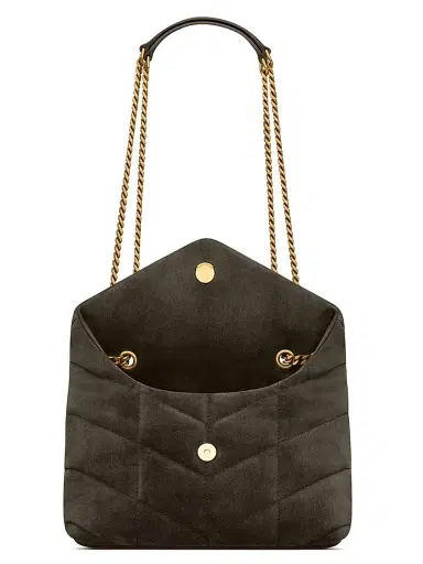 Saint Laurent Women's Puffer Toy Bag in Quilted Suede - Light Musk | Thumbnail 4 Saint Laurent Women's Puffer Toy Bag in Quilted Suede - Light Musk | Thumbnail 4