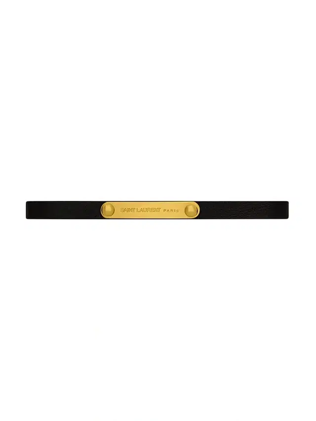Women's Plaque Bracelet in Smooth Leather and Metal - Black Women's Plaque Bracelet in Smooth Leather and Metal - Black