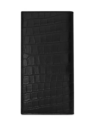 Saint Laurent Men's Tiny Cassandre Continental Wallet In Crocodile Embossed Matte Leather - Black | Thumbnail 2 Saint Laurent Men's Tiny Cassandre Continental Wallet In Crocodile Embossed Matte Leather - Black | Thumbnail 2