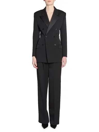 Saint Laurent Women's Tuxedo Jacket in Grain De Poudre | Thumbnail 3 Saint Laurent Women's Tuxedo Jacket in Grain De Poudre | Thumbnail 3