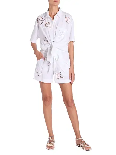 Isabel Marant Women's Hidea Drawstring Eyelet Shorts - White | Thumbnail 2 Isabel Marant Women's Hidea Drawstring Eyelet Shorts - White | Thumbnail 2