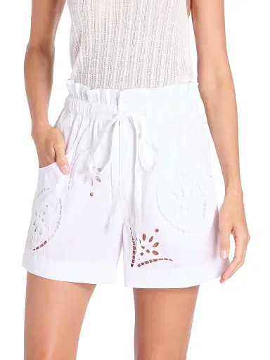 Isabel Marant Women's Hidea Drawstring Eyelet Shorts - White | Thumbnail 3 Isabel Marant Women's Hidea Drawstring Eyelet Shorts - White | Thumbnail 3
