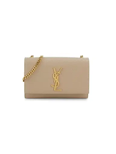 Saint Laurent Women's Kate Chain Crossbody Bag in Grain De Poudre Embossed Leather - Dark Beige | Thumbnail 1 Saint Laurent Women's Kate Chain Crossbody Bag in Grain De Poudre Embossed Leather - Dark Beige | Thumbnail 1