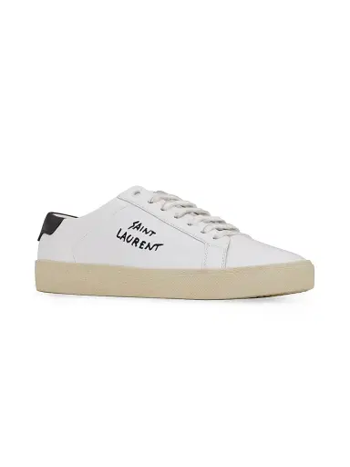 Saint Laurent Women's Court Classic SL-06 Embroidered Sneakers - Optic White - Size 12 | Thumbnail 2 Saint Laurent Women's Court Classic SL-06 Embroidered Sneakers - Optic White - Size 12 | Thumbnail 2