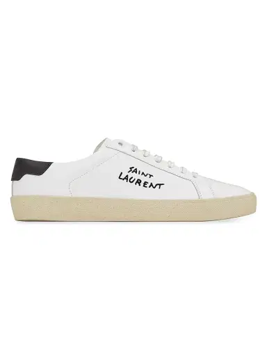 Saint Laurent Women's Court Classic SL-06 Embroidered Sneakers - Optic White - Size 12 | Thumbnail 1 Saint Laurent Women's Court Classic SL-06 Embroidered Sneakers - Optic White - Size 12 | Thumbnail 1