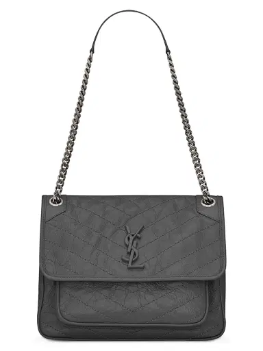 Saint Laurent Women's Niki in Vintage Leather - Storm | Thumbnail 1 Saint Laurent Women's Niki in Vintage Leather - Storm | Thumbnail 1