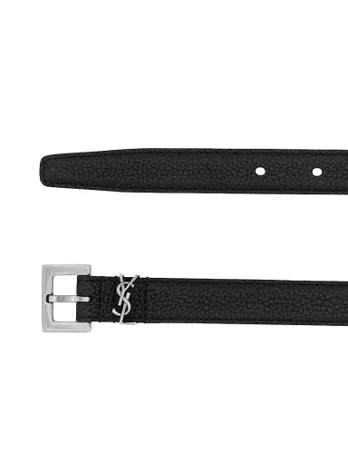 Saint Laurent Women's Cassandre Thin Belt with Square Buckle in Grained Leather - Nero - Size 26 | Thumbnail 4 Saint Laurent Women's Cassandre Thin Belt with Square Buckle in Grained Leather - Nero - Size 26 | Thumbnail 4