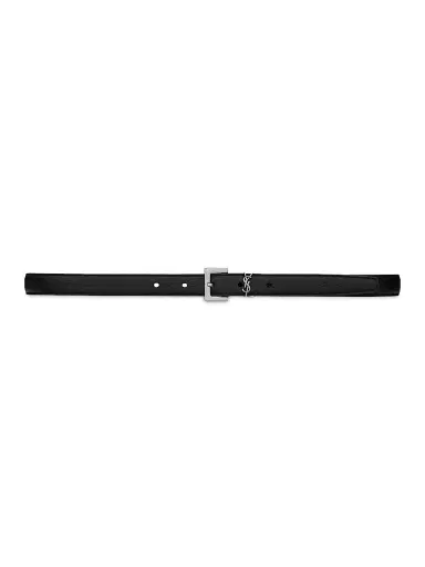 Saint Laurent Women's Cassandre Thin Belt with Square Buckle in Grained Leather - Nero - Size 26 | Thumbnail 1 Saint Laurent Women's Cassandre Thin Belt with Square Buckle in Grained Leather - Nero - Size 26 | Thumbnail 1