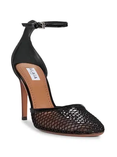 ALAIA Women's 90MM Mesh & Leather Pumps - Noir | Thumbnail 2 ALAIA Women's 90MM Mesh & Leather Pumps - Noir | Thumbnail 2