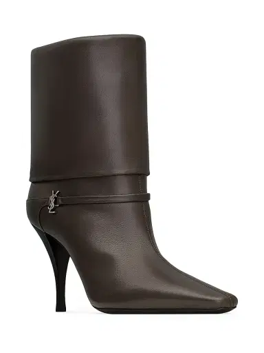 Saint Laurent Women's Niki Booties in Smooth Leather - Eagle Brown - Size 4 | Thumbnail 2 Saint Laurent Women's Niki Booties in Smooth Leather - Eagle Brown - Size 4 | Thumbnail 2