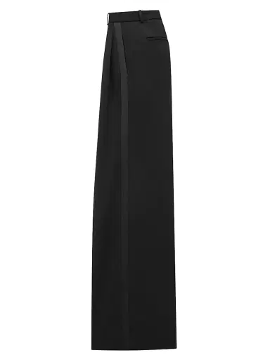 Saint Laurent Women's Tuxedo Pants in Grain De Poudre - Black | Thumbnail 2 Saint Laurent Women's Tuxedo Pants in Grain De Poudre - Black | Thumbnail 2