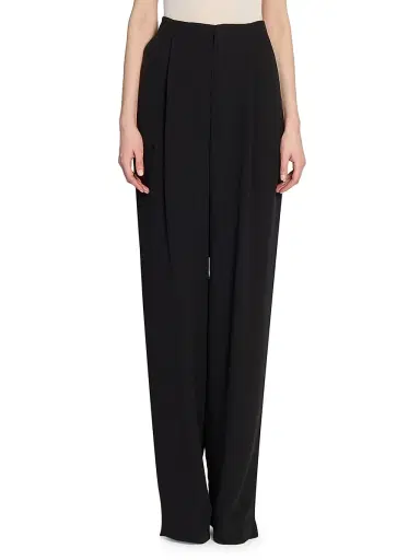 Saint Laurent Women's Tuxedo Pants in Grain De Poudre - Black | Thumbnail 4 Saint Laurent Women's Tuxedo Pants in Grain De Poudre - Black | Thumbnail 4