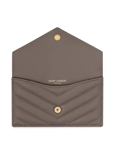 Saint Laurent Women's Cassandre Matelasse Fragments Flap Card Case in Quilted Lambskin - Urban Grey | Thumbnail 2 Saint Laurent Women's Cassandre Matelasse Fragments Flap Card Case in Quilted Lambskin - Urban Grey | Thumbnail 2